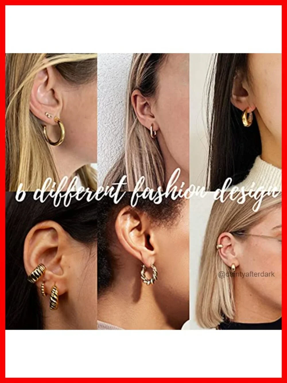 6 Pairs Gold Plated Chunky Hoop Earrings for Women, 14K Gold Plated Jewelry Set